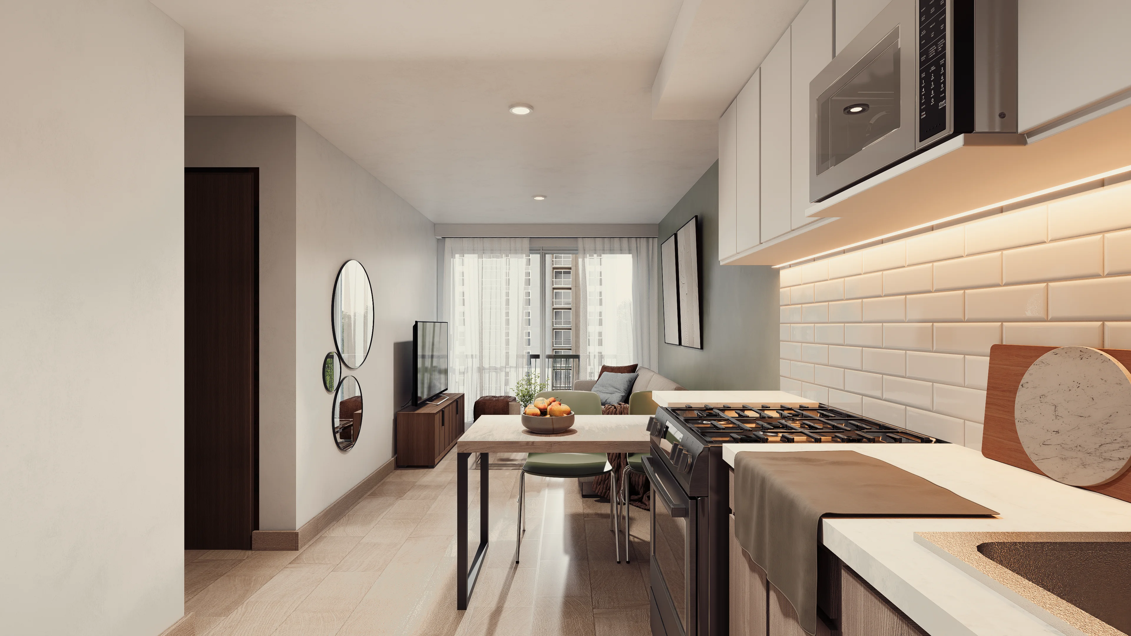 Cocina de apartamento de 1 dormitorio