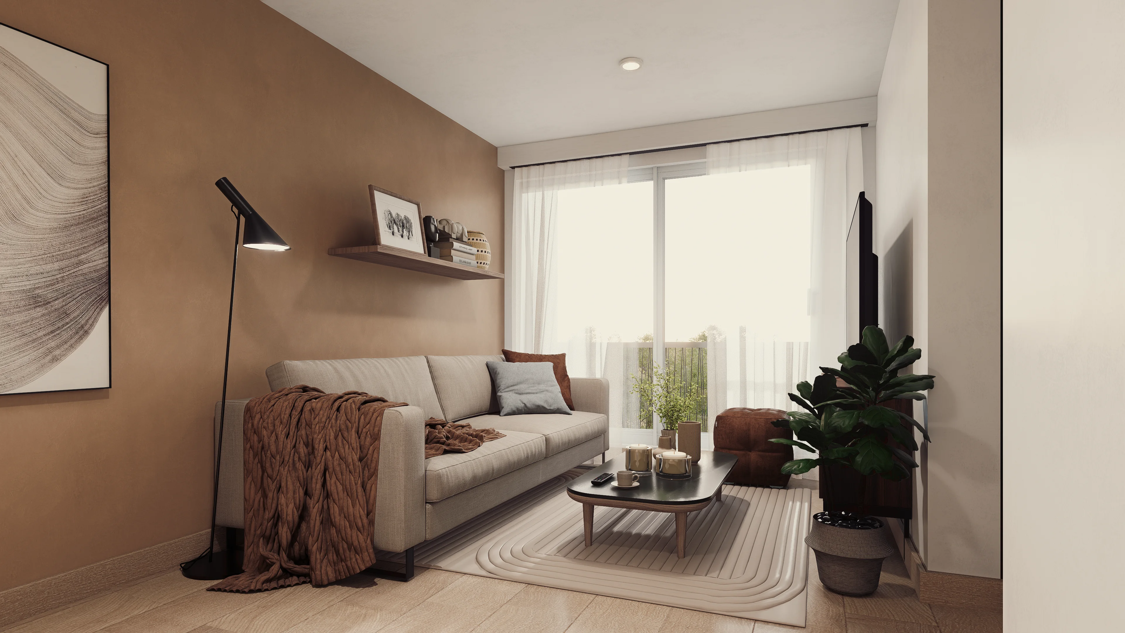 Sala de apartamento de 2 dormitorios