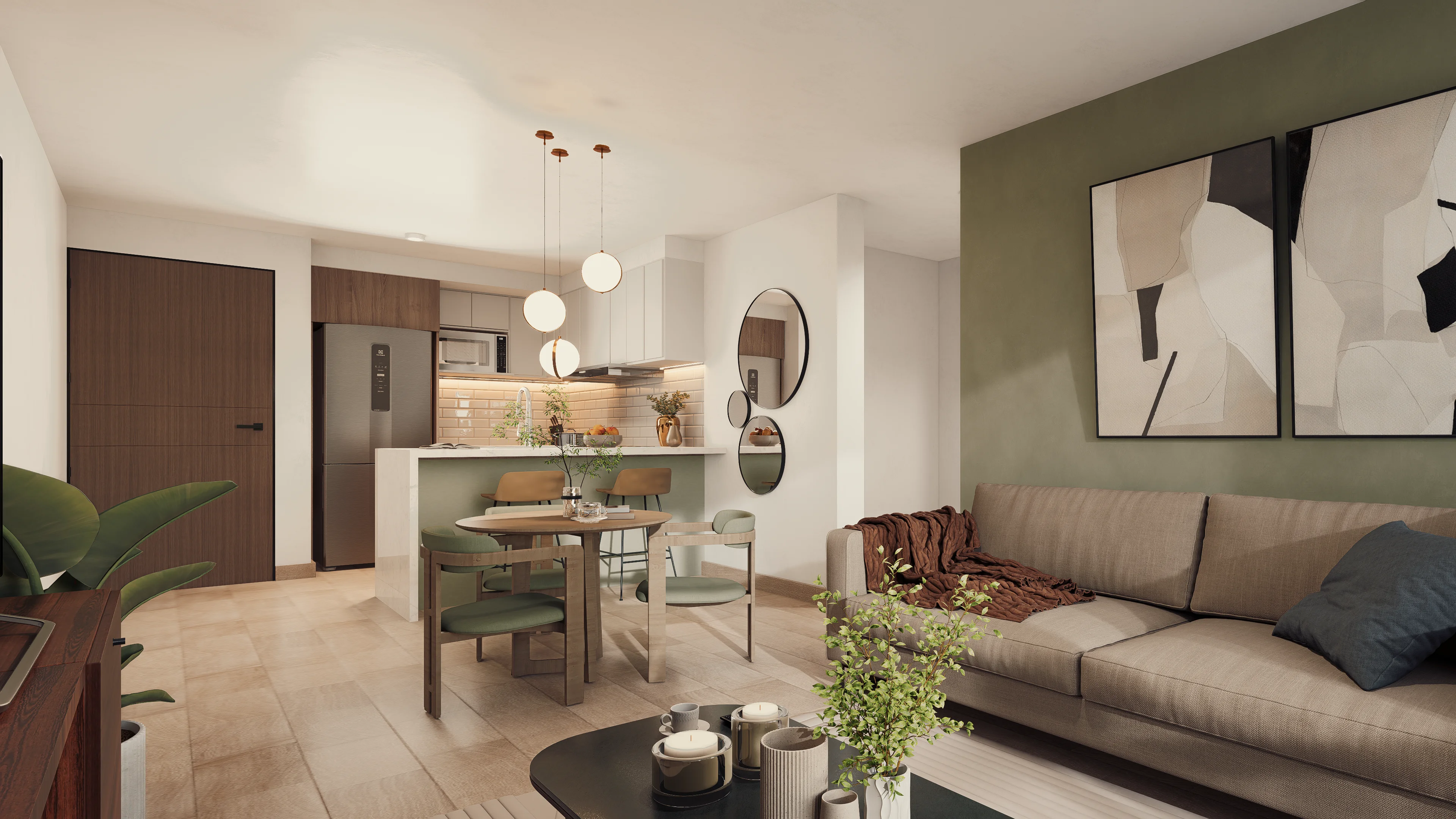 Sala de apartamento de 3 dormitorios